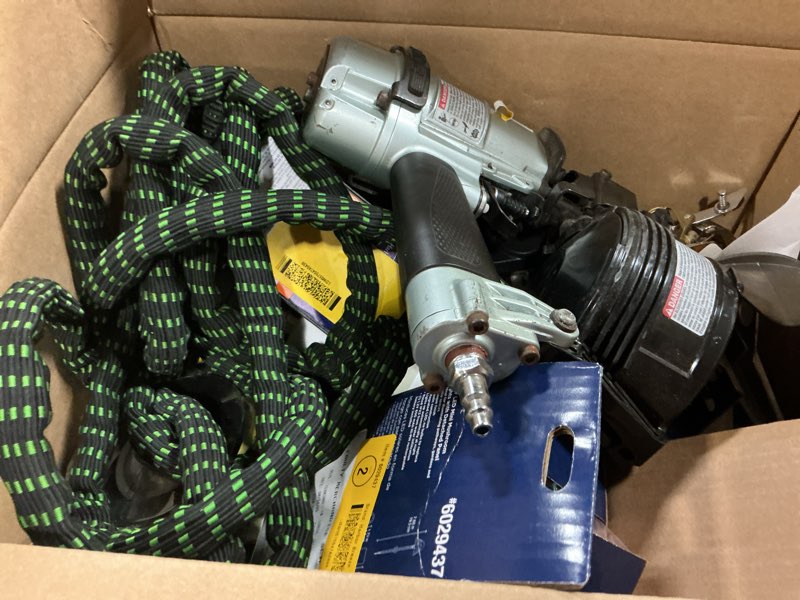 Condition photo showing As Is for assorted home improvement lot (small tools, screw, home accessories, etc.)