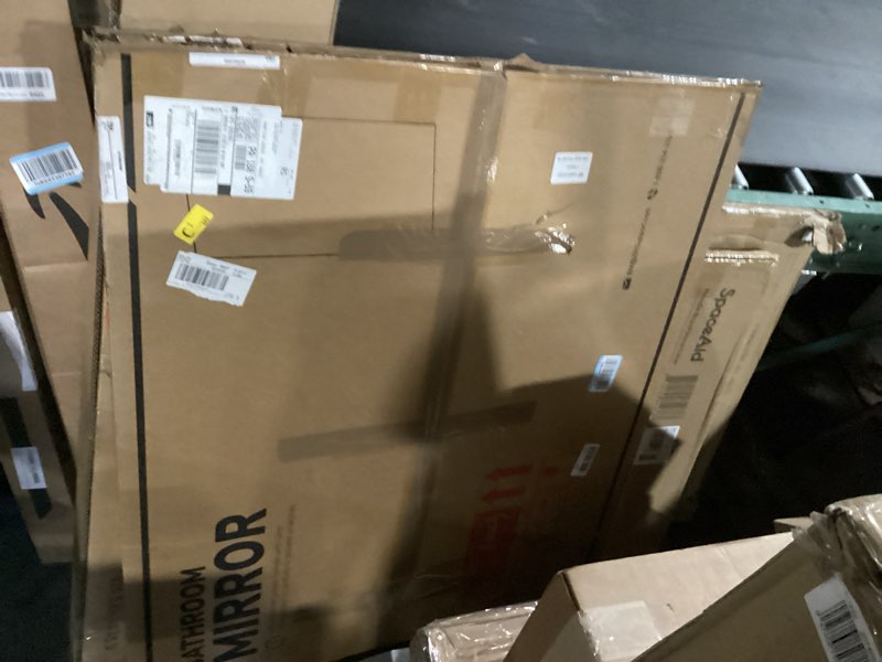 Condition photo showing Good Condition for tokeshimi 42x36 frameless bathroom vanity mirrors for over sink, modern rectangle bathroom mirrors for wall with polished edge shatterproof decorative mirror for bedroom, living room, entryway 36"l x 42"w