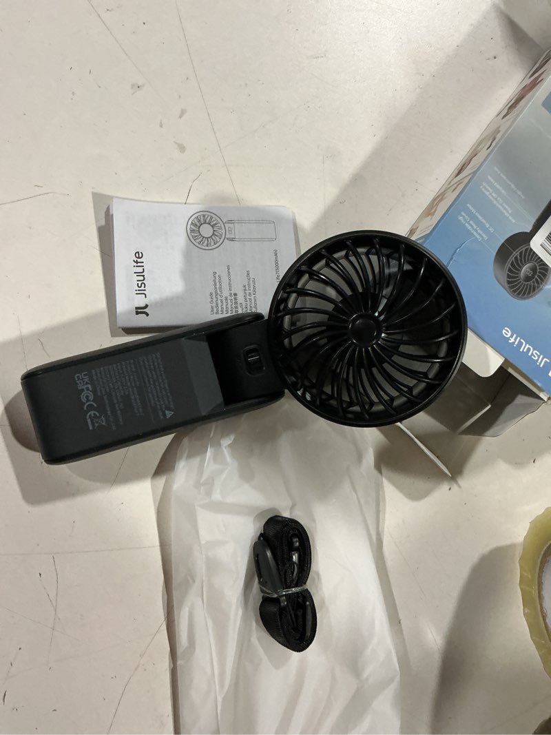 Condition photo showing Good Condition for jisulife handheld fan life7 – ultimate flexibility: wide & strong airflow, 19.5h max cooling, 5000mah rechargeable, 5-speed, led display, 3 in 1 portable fan for travel, concerts, sports events(black)