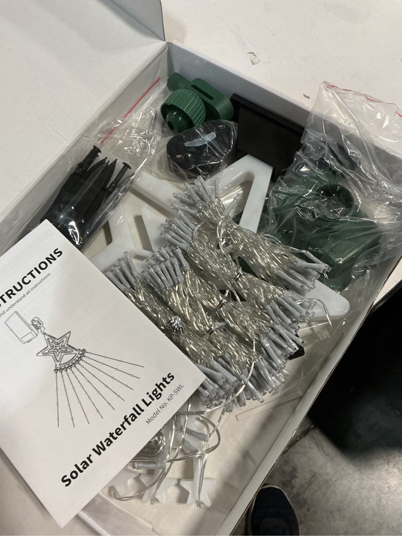 Condition photo showing New/Like New for Solar Christmas Decorations Outdoor, Solar Christmas Tree Lights Waterfall for Outside, 2600mAh Battery Lits up to 80h with 350LED Muti-Color Lights (App Control)
