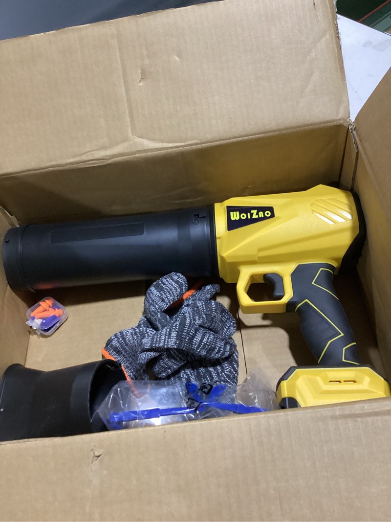 Condition photo showing Good Condition for battery not included  similar to cordless leaf blower for dewalt 20v max battery, 720-cfm 180-mph handheld electric brushless dust blower with light, battery powered leaf blowers for patio, lawn care, leaves (4.0ah battery not included)