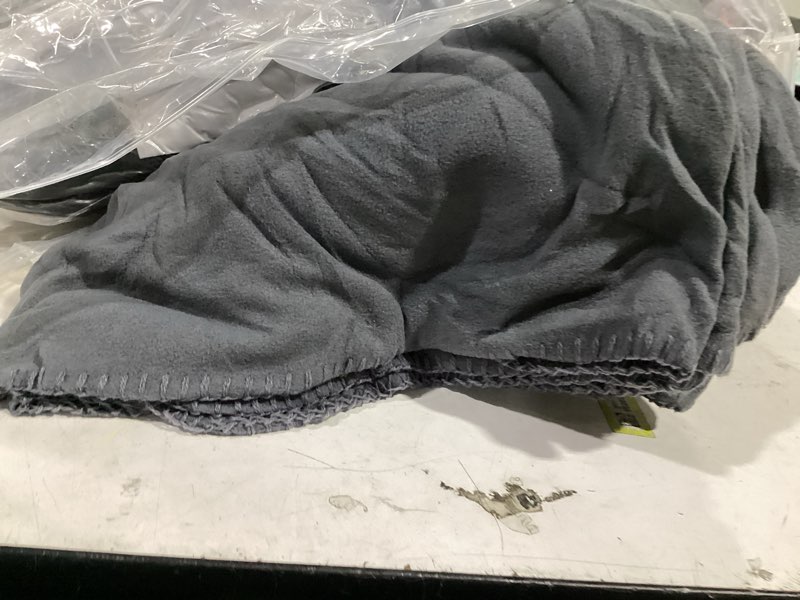 Condition photo showing As Is for 15 pack polar fleece blanket bulk 50 x 60 inch fleece throw blankets soft cozy microfleece blanket lightweight warm comfy pet blankets for home office couch sofa car airplane travel outdoor (gray)