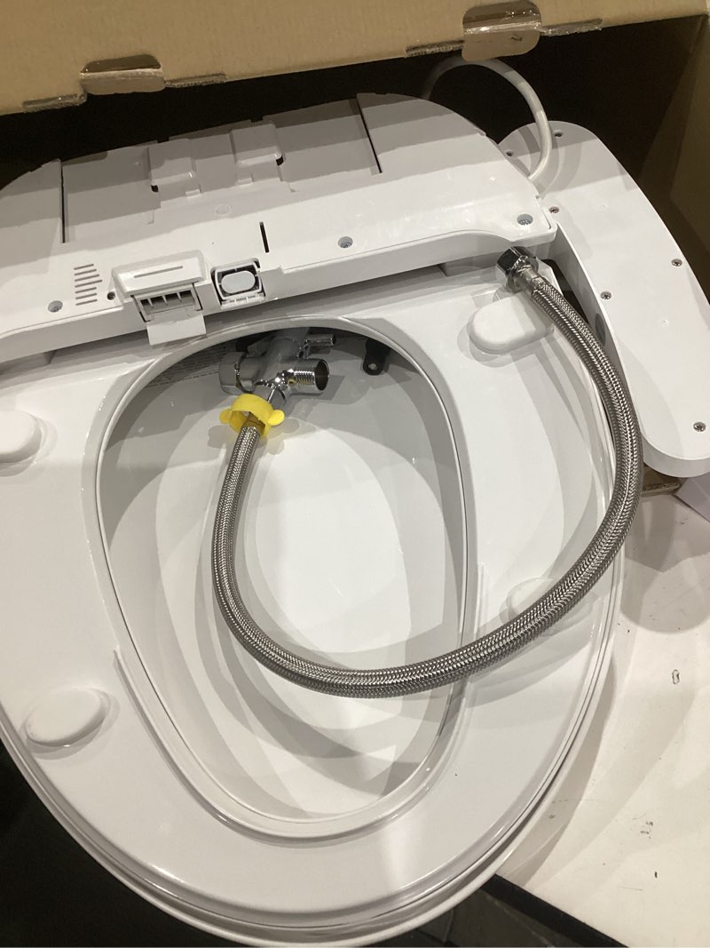 Condition photo showing Good Condition for upgrade bidet toilet seat elongated, rear and feminine wash, unlimited warm water, heated seat, warm air drying, soft close lid, sense seat dual temperature display