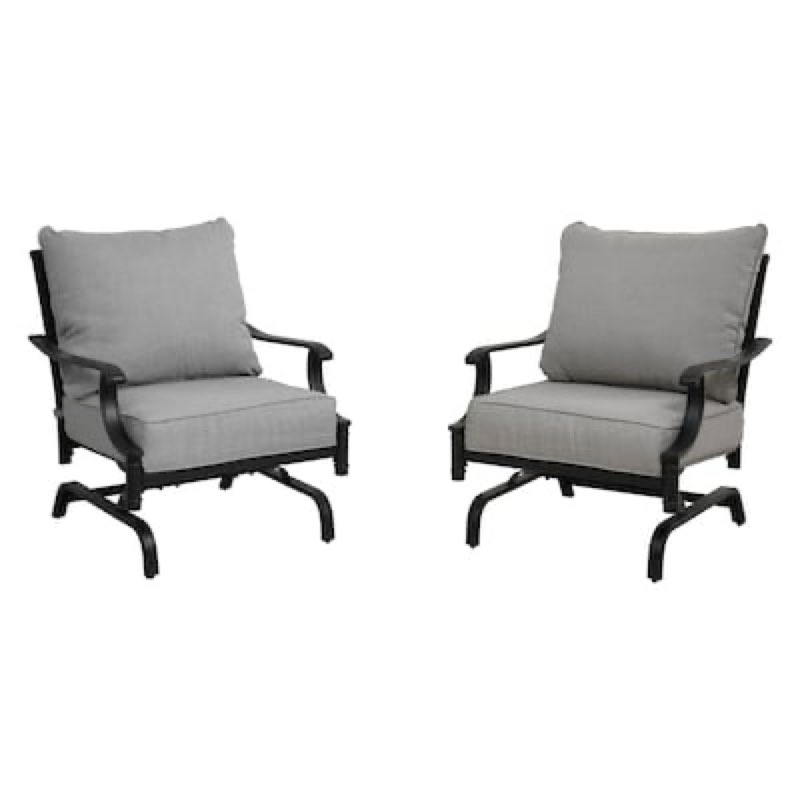 100+ bought last week allen + roth thomas lake set of 2 gray steel frame conversation chair with light gray