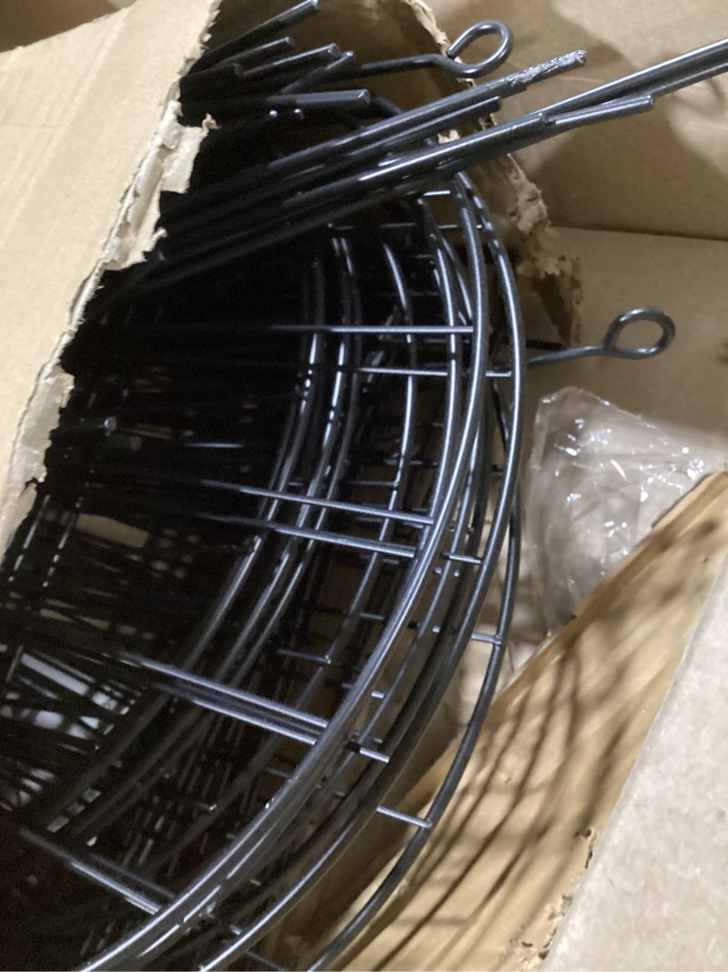 Condition photo showing As Is for decorative garden fence 17in (h) x30ft (l),arched rustproof metal no dig | small fence for dogs & rabbit,ornamental animal barrier for flower beds,border panels fencing for yard & patio outdoor decor 30 panels-17in(h) x 30ft(l) without gate