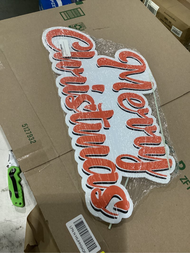 Condition photo showing New/Like New for rogue river tactical merry christmas die-cut classic yard sign for home decor and lawn decoration with stakes holidays xmas sign santa claus