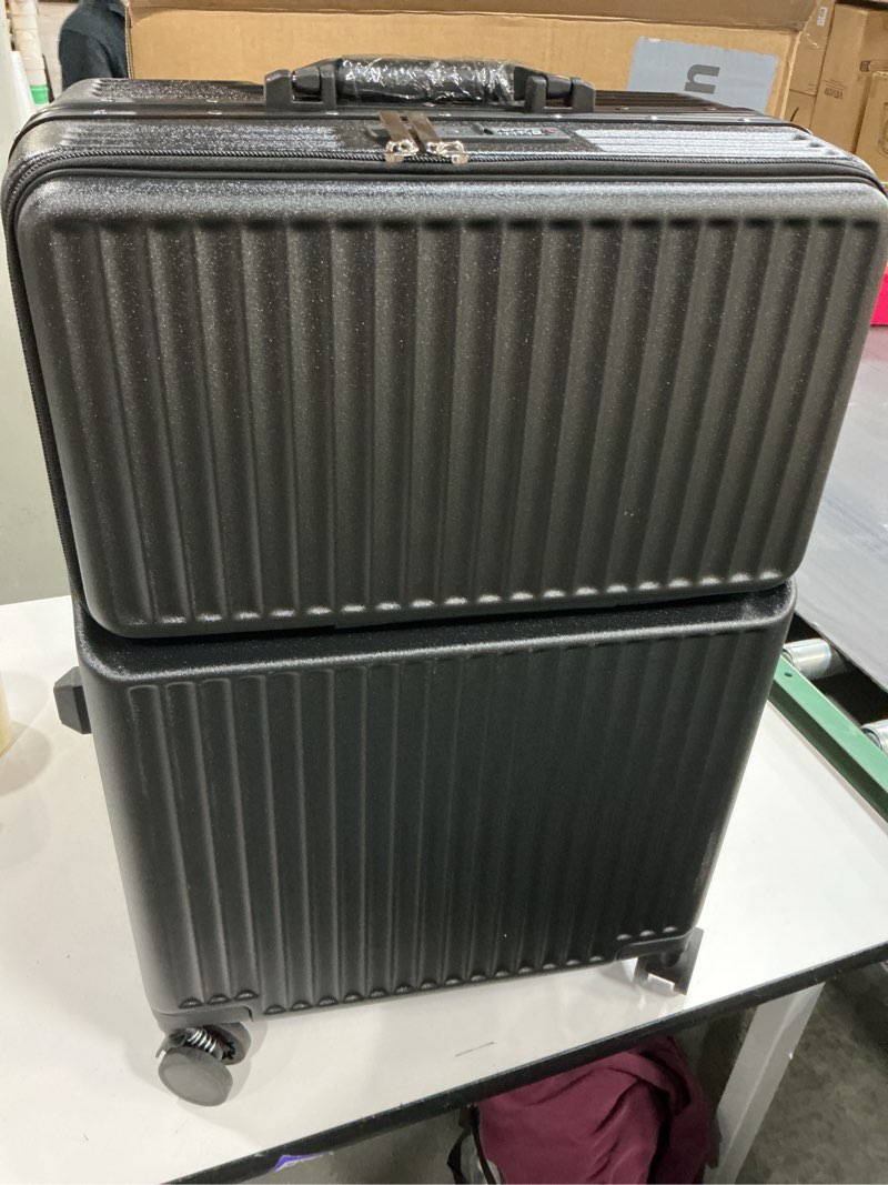 Condition photo showing Good Condition for Zipperless Luggage, Polycarbonate Aluminum Hard Shell, Expandable Carry-On Suitcase with Spinner Wheels, Hard Shell Suitcase, 24 Inch Cabin black 24 inch
