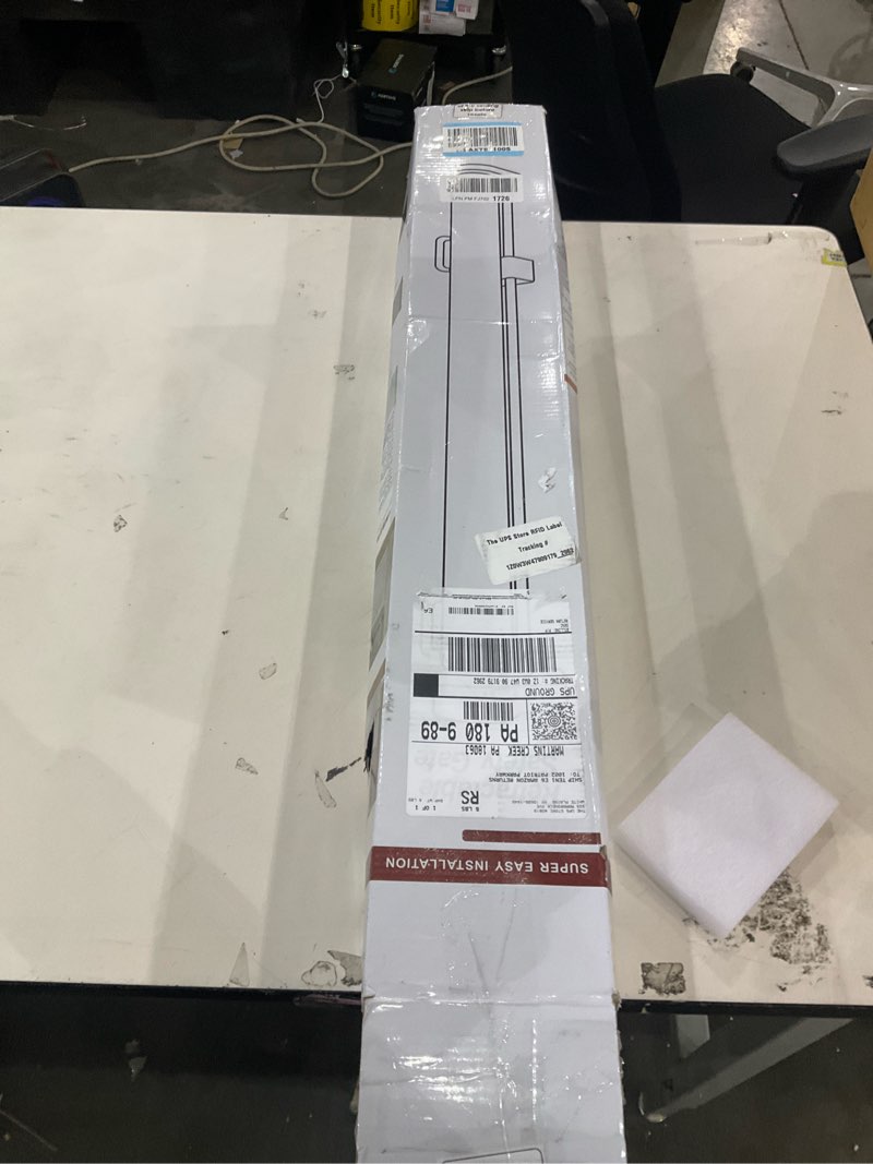 Condition photo showing As Is for Reinforced 28 Inch Tall Retractable Dog Gate Small Baby Gate - Easy Step Over Dog Gate Short Pet Gate with Support Rods, 55" Wide Retractable Baby Gate for Stairs, Puppy Gates for Doorways, Black Black (28" Tall x 55" Wide)