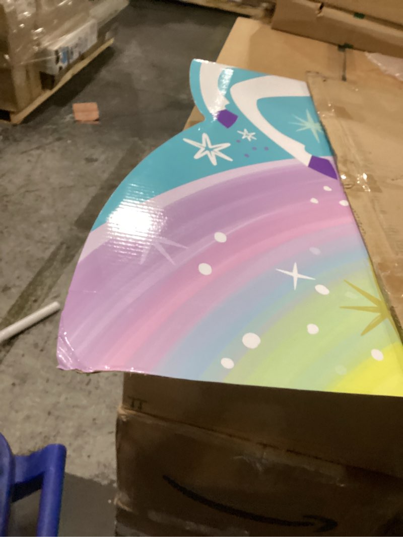 Condition photo showing New/Like New for Fun Express 44" x 4 ft. 6" Rainbow Unicorn Cardboard Cutout Stand-Up