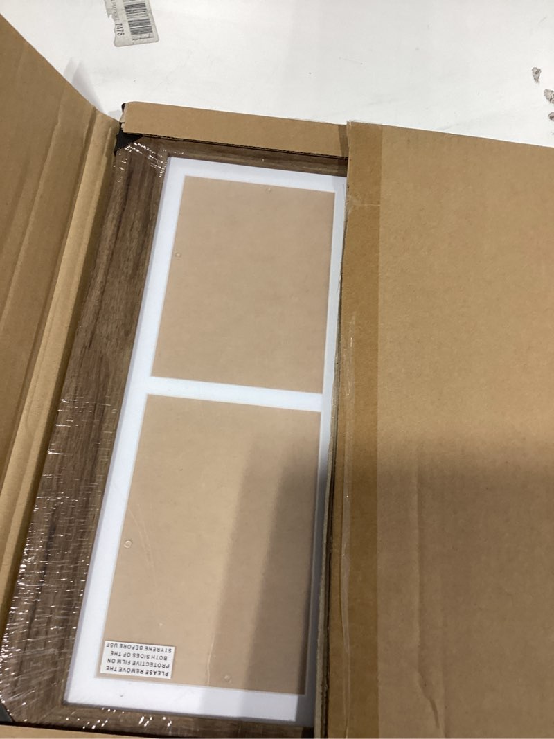 Condition photo showing New/Like New for 6x15 picture frame display 2 opening 5x7 double picture frame collage,multi photo frame with mat,plexiglass,horizontal and vertical formats for wall décor,carbonized brown wood grain carbonized brown 6x15 - (2 open5x7?