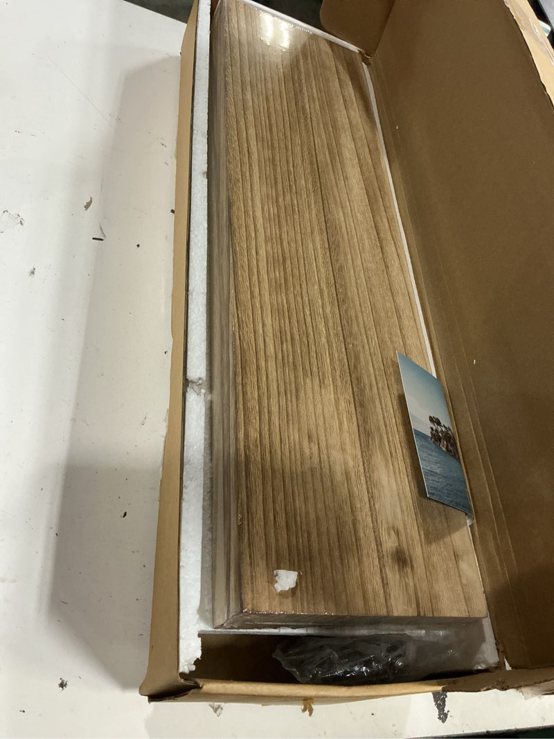Condition photo showing Good Condition for marsmiles wood floating shelves for wall set of 2, 24 inch wide rustic wooden floating shelves, invisible wall mounted display for living room bedroom kitchen bathroom office, white 24inch, set of 2 oak
