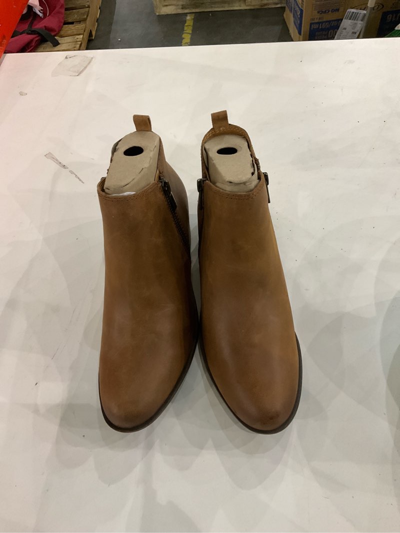 Condition photo showing As Is for Lucky Brand Women's Basel leather ankle booties