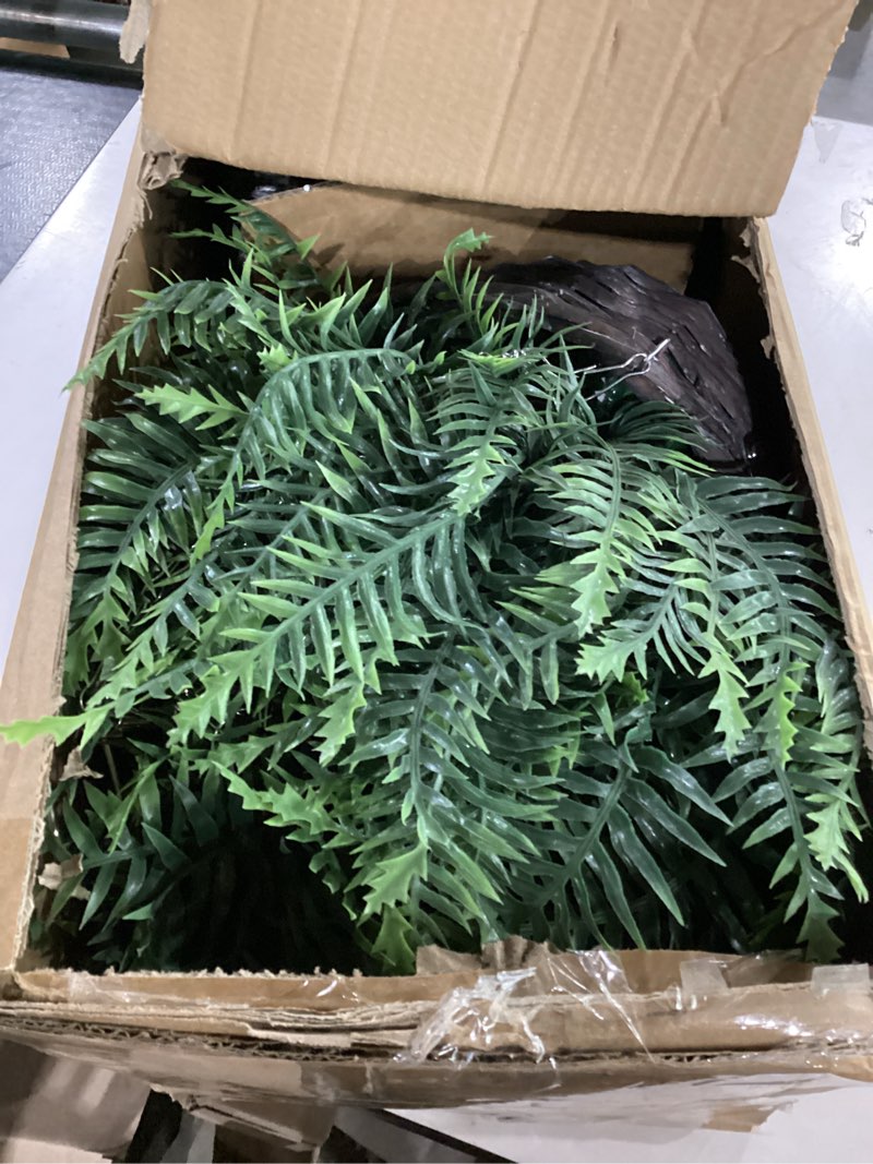 Condition photo showing Good Condition for outdoor fake hanging fern – artificial hanging ferns 2 pack, large faux boston fern bushes, uv resistant outdoor hanging plants for front porch, patio & indoor decor green