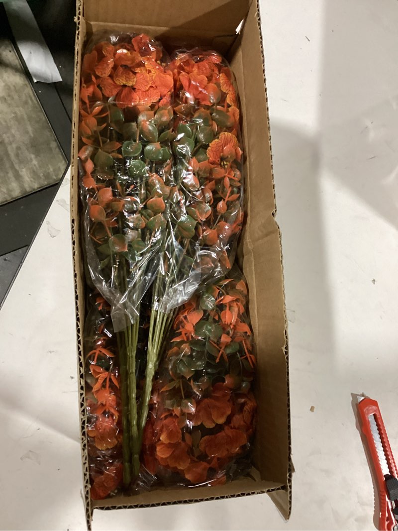 Condition photo showing New/Like New for 16 Bundles Artificial Fall Flowers for Outdoors Fake Plants UV Resistant Plastic Plants Shrubs Bushes for Home Fall Front Door Porch Garden Autumn Decor (Fall Red)