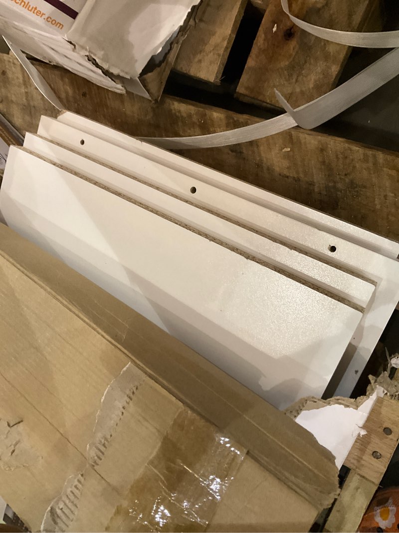 Condition photo showing As Is for closetmaid brightwood 4-ft. to 9-ft. wide closet organizer.  