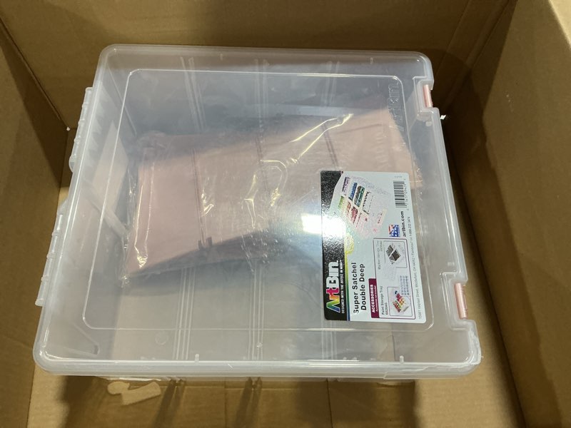 Condition photo showing As Is for ArtBin 6990RK Super Satchel Double Deep, Portable Art & Craft Organizer with Handle, [1] Plastic Storage Case, Clear with Rose Gold Accents Rose Gold Accents Pack of 1