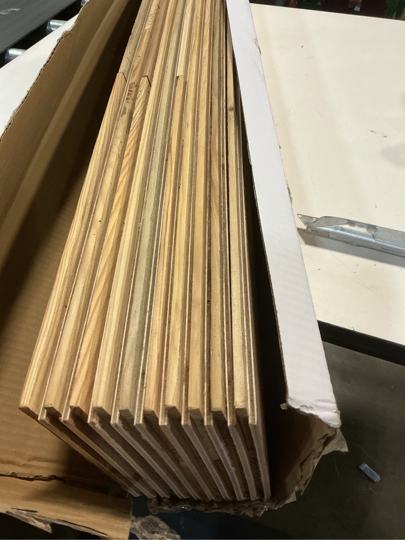 Condition photo showing Good Condition for Luxdecor Real Reclaimed Wood Planks for Wall-10 Pieces Easy Nail-Up Shiplap Rustic Style 6" Wide Wood Shiplap Panels for Wall 19.44 Sq Ft (Natural Weathered Brown) 03-Reclaimed Wood Planks