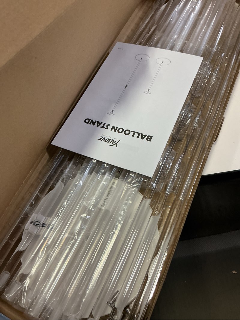 Condition photo showing As Is for yallove clear acrylic tabletop balloon stand kit, 23.6 inch 10 pack balloon stick holder with base for centerpiece party decoration (balloons not included)