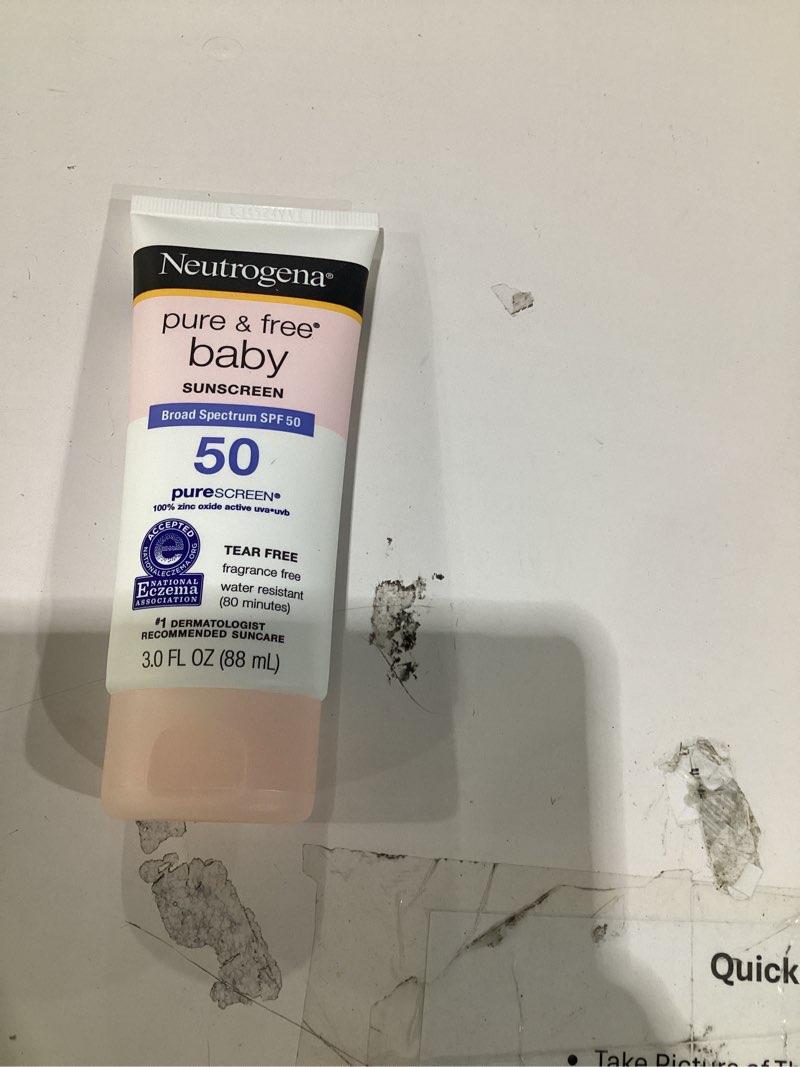Condition photo showing Good Condition for neutrogena pure & free baby mineral sunscreen lotion spf 50, 3 fl oz, 3 pk | zinc oxide, water-resistant (80 min), hypoallergenic & tear-free baby sunscreen 3 fl oz (pack of 3)