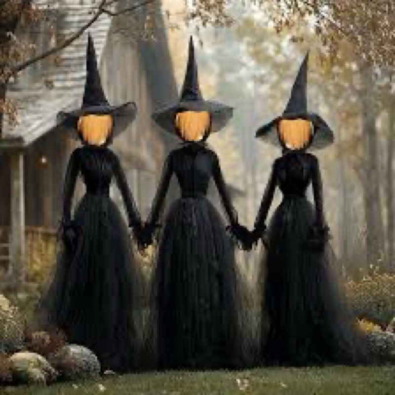 Hourleey Halloween Decorations Outdoor, 3 Pack 6 FT Holding Hands Lighted Witches Stakes with Glowin