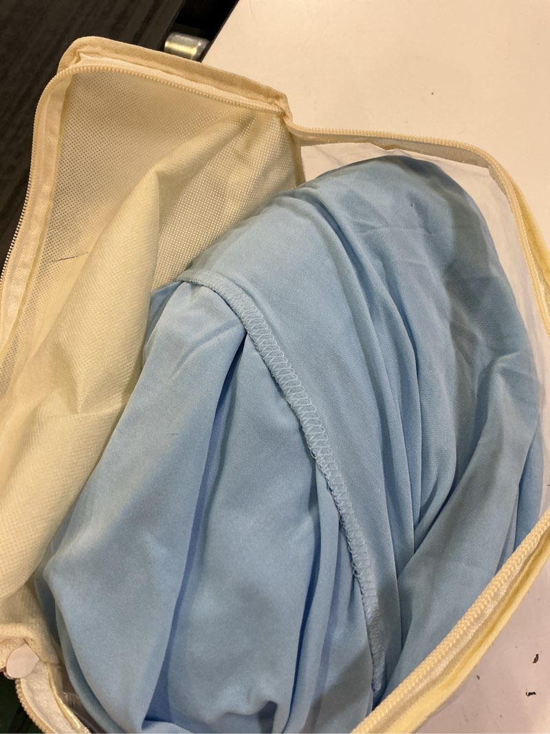 Condition photo showing As Is for 2 pack baby blue spandex tablecloths for 6ft rectangle tables, wrinkle free fitted stretch table covers elastic table skirt for wedding party banquet birthday baby shower events 6 feet - 2 pack baby blue