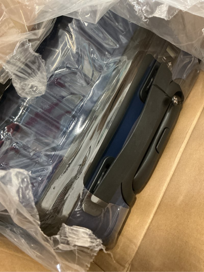 Condition photo showing New/Like New for Aroma360 Hotel Collection - Durable Polycarbonate Expandable 28 inch Check-In Luggage - High Performance 360° spinner wheels - Built-In Digital Weight Scale and TSA-Approved Lock - Navy Blue Check-in Navy Blue