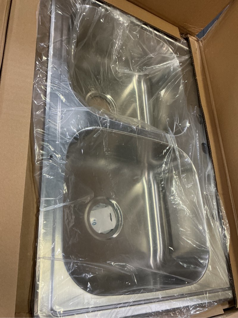 Condition photo showing Good Condition for allen + roth the fenway drop-in 33-in x 22-in stainless steel double equal bowl 4-hole kitchen sink