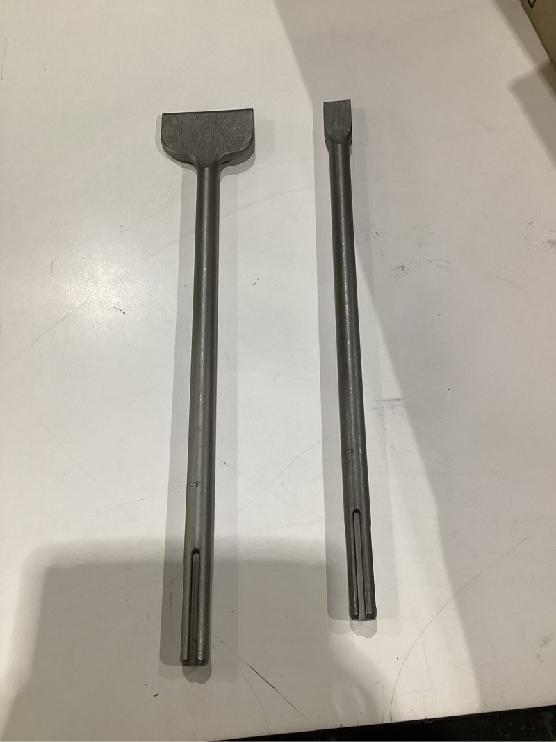 Condition photo showing Good Condition for 2 -Piece SDS Max Chisel Set, 18-Inch Rotary Hammer Chisels for Concrete, Tile & Masonry – Heat-Treated Alloy Steel, Includes Point, Flat, 3-Inch Wide & U-Groove Chisels with Storage Tube, MISSING PARTS