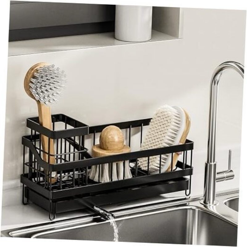 Sponge Holder for Sink, Stainless Steel Sink Caddy Organizer with Rotatable