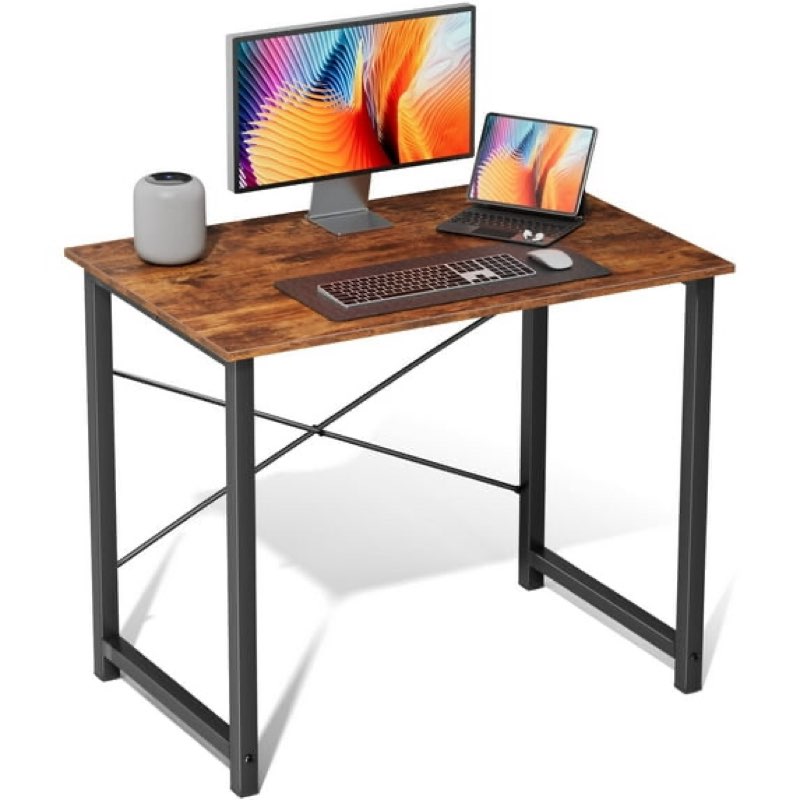 EDX Adult Modern Simple Style with Storage Bag and Iron Hook Small Office Desk, Rust