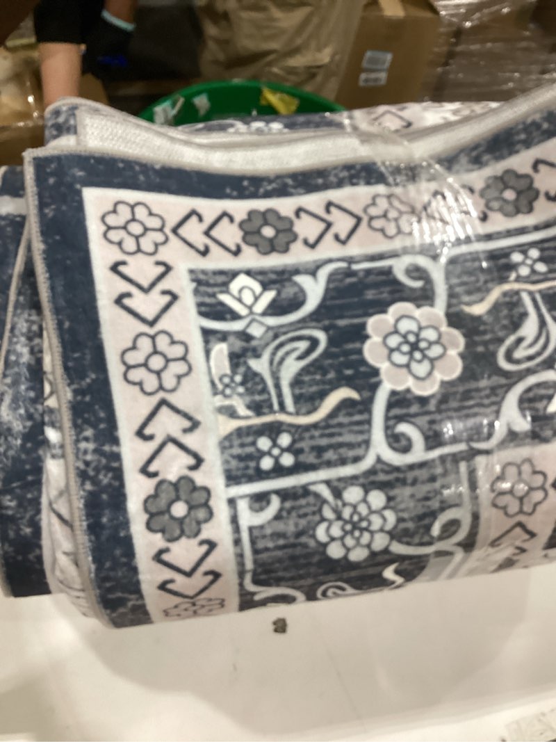 Condition photo showing New/Like New for 9x12 washable area rug for living room, non-slip soft boho vintage medallion carpet, low pile distressed rugs for bedroom, dining room, home office, dorm, indoor decor, navy blue blue 9' x 12' (rectangular)
