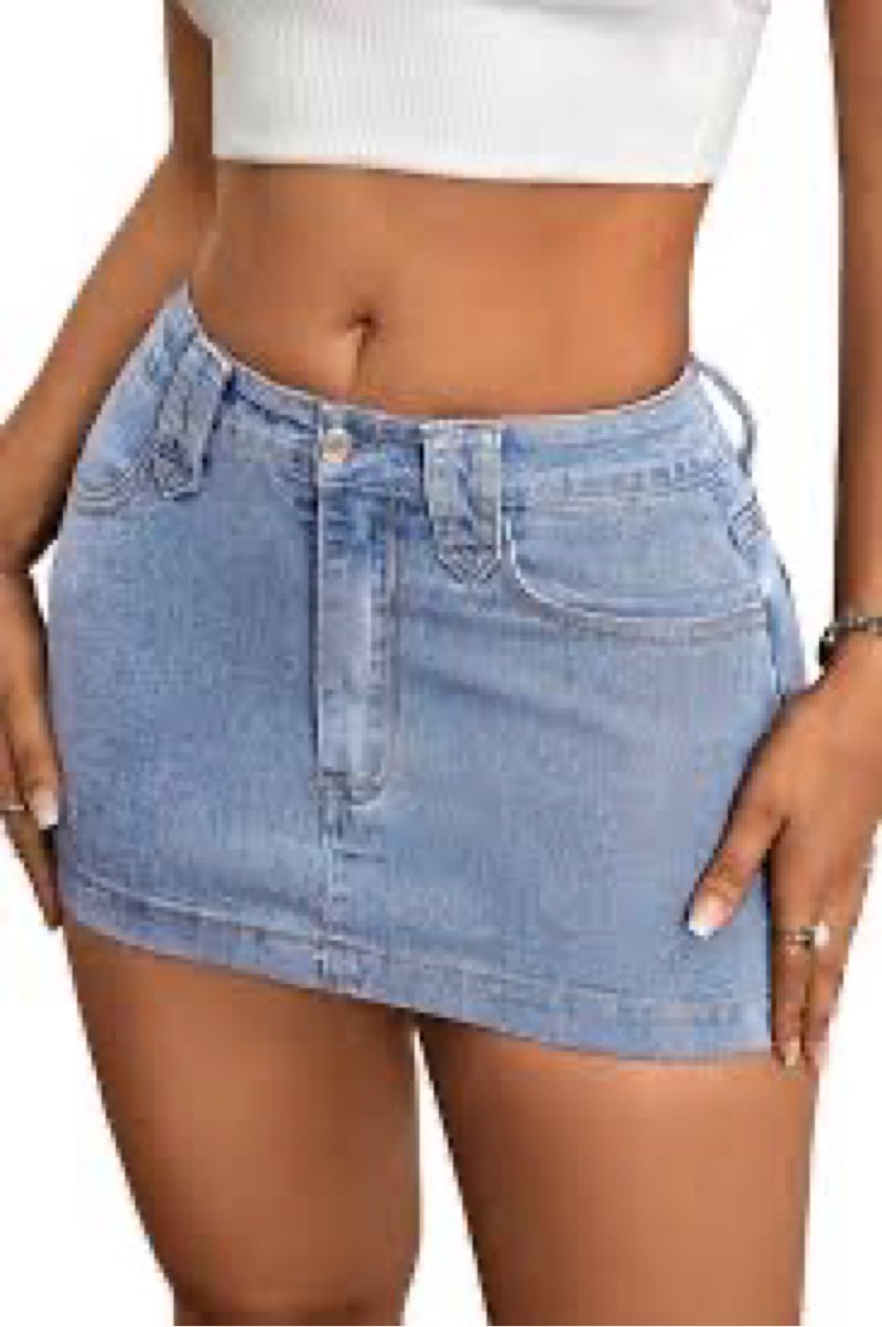 SIZE SMALL ELLEVEN Denim Mini Skirt for Women Stretch, Low Rise Y2k Jean Skirt with Shorts Underneath Casual Cu