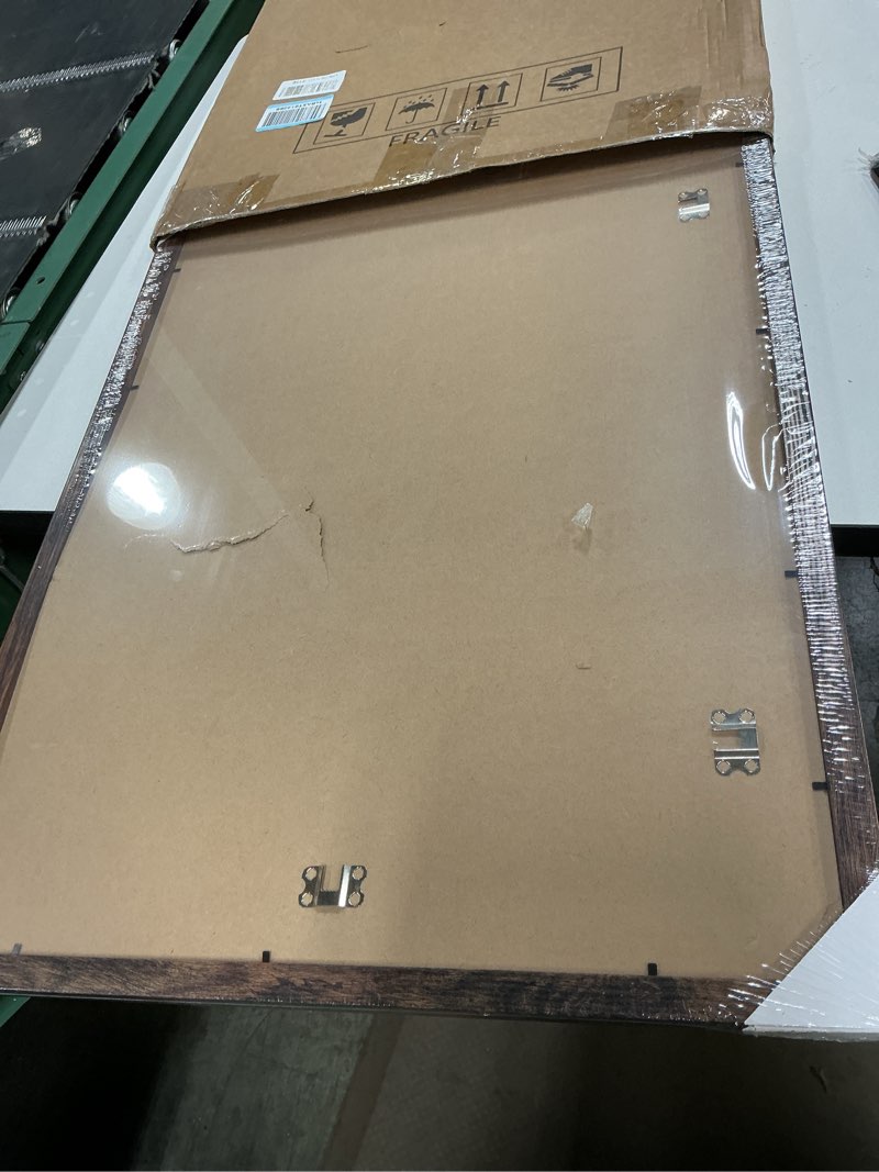 Condition photo showing As Is for bescrcl 20x27 picture frame brown, poster frames wall hanging, display pictures 20 x 27 without mat, 1 pack brown 20x27