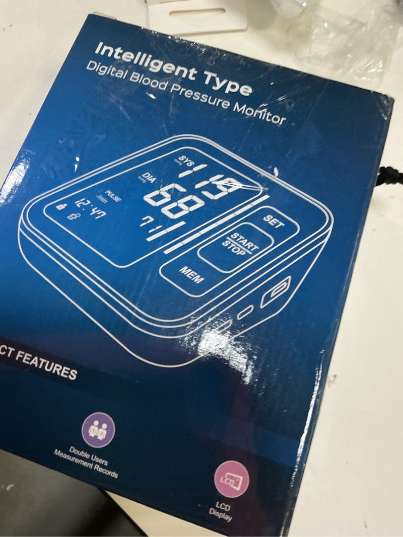 Condition photo showing New/Like New for blood pressure monitors for home use upper arm, accurate cuff 8.7”-15.7” monitor with large backlight display 2 users 240 sets memory & hr detection, digital bp machine with carrying case