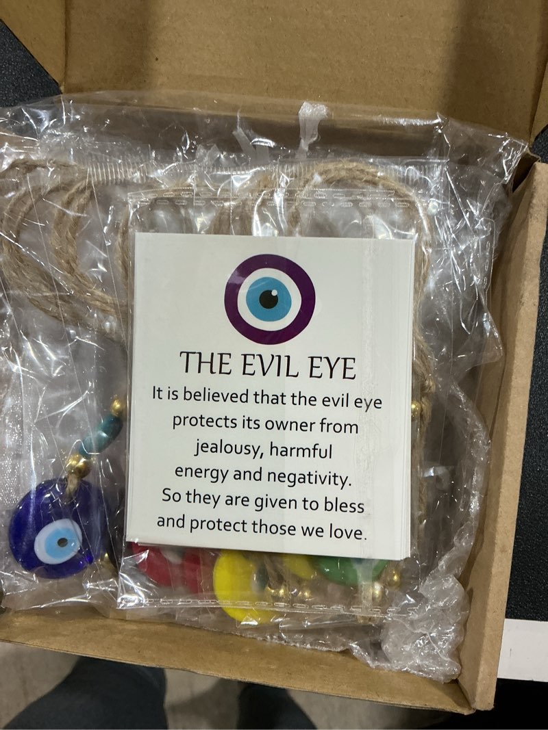 Condition photo showing Good Condition for Skylety 12 Set Evil Eye Charm Keychain Greece Glass Car Hanging Evil Eye Pendant Luck Turkish Amulet Gifts for Valentine(Mixed Color)