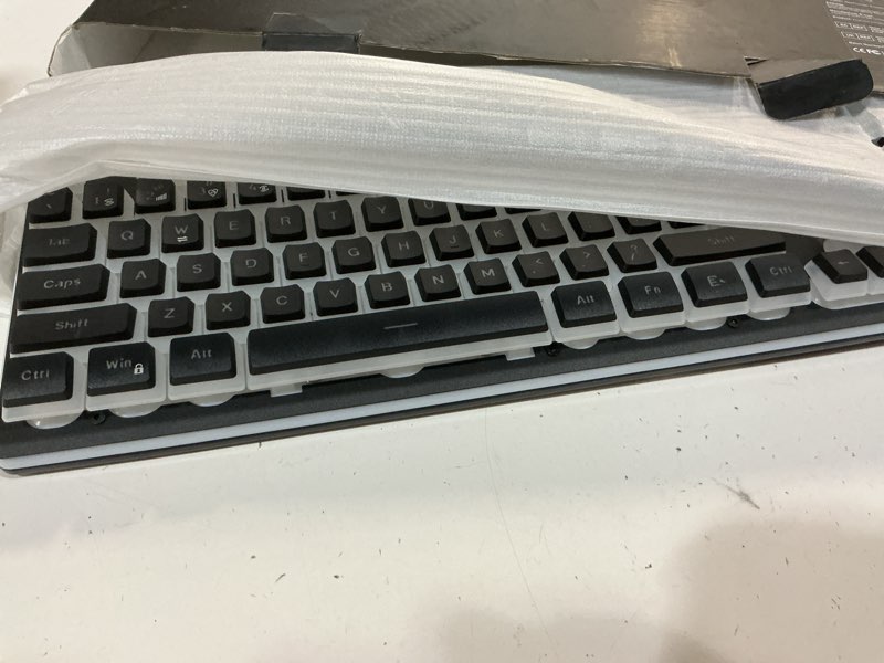 Condition photo showing Good Condition for redthunder k10 wireless gaming keyboard and mouse combo, rgb backlit rechargeable 3800mah battery, mechanical feel anti-ghosting keyboard with pudding keycaps + 7d 3200dpi mice for pc gamer (black) black pudding