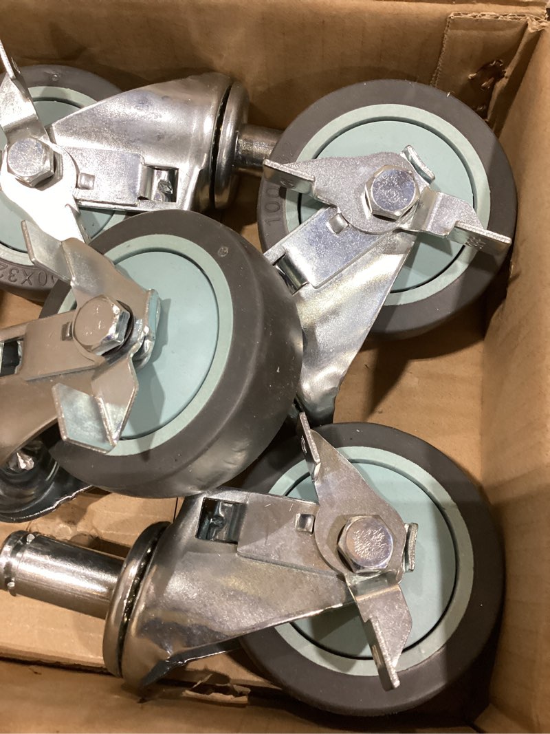Condition photo showing New/Like New for Caster Wheels, 3 Inch Casters Set of 4, Heavy Duty Caster with Brake, Locking Castors with Polyurethane Wheel,Plate Swivel Castor Wheels for Furniture Carts,Workbench Casters 4 Orange-3"4pack