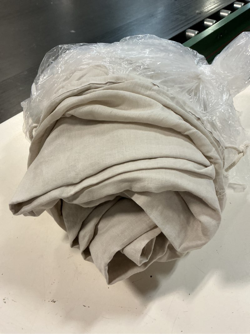 Condition photo showing As Is for european linen duvet cover set, full/queen, sand