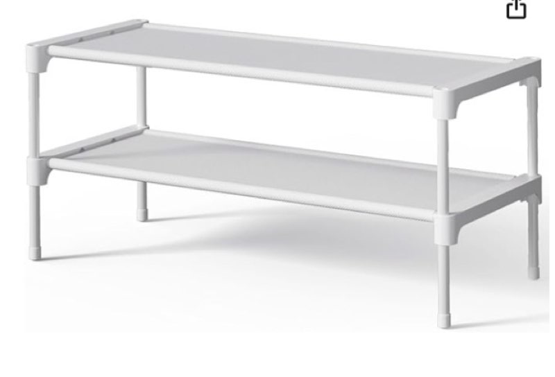 ((Similar))Kitsure Shoe Rack - Non-Woven Shoe Rack Shelf, Shoe Organizer for Closet, Entryway, Garage & Corridor, Stackable Shoe Shelves, 27.5\\\" Wide - 2 Tier, White White 27.5\\\" Wide - 2 Tier