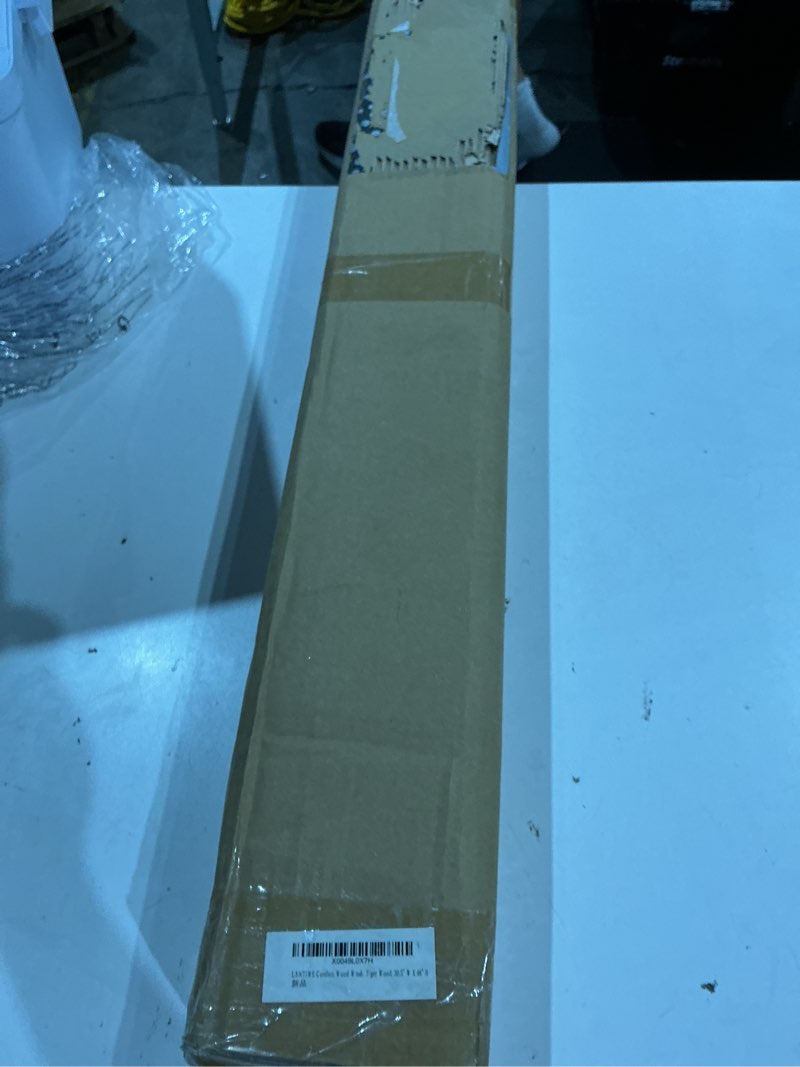 Condition photo showing Good Condition for cordless wood window blinds, bamboo sheer light filtering woven roman shades, tiger wood, 30.5" w x 48" h 30.5"w x 48"h camel
