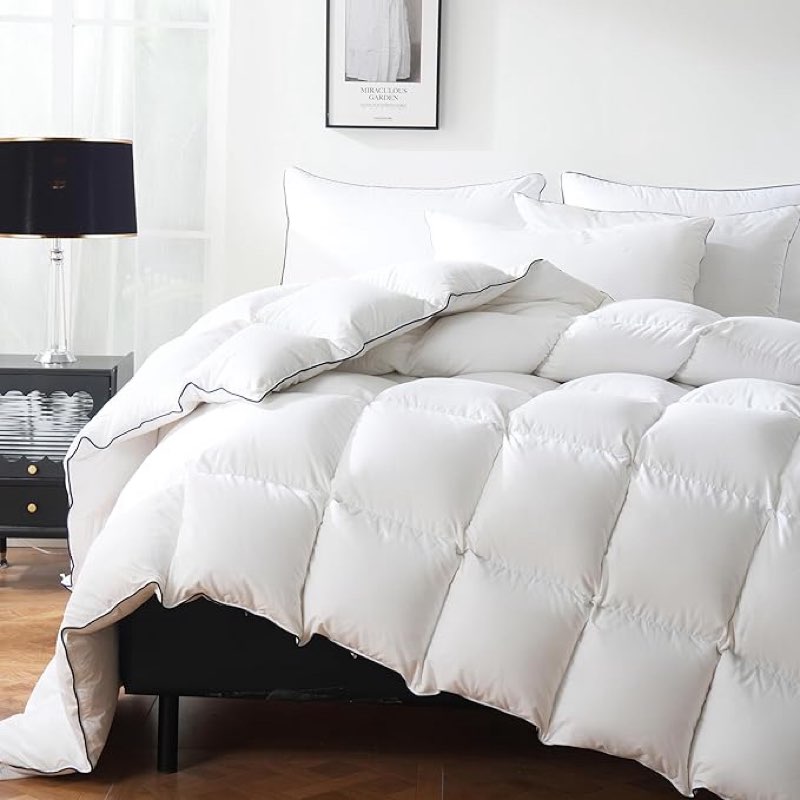 DOWNCOOL Down Comforter Queen Size, Fluffy Duvet Insert with