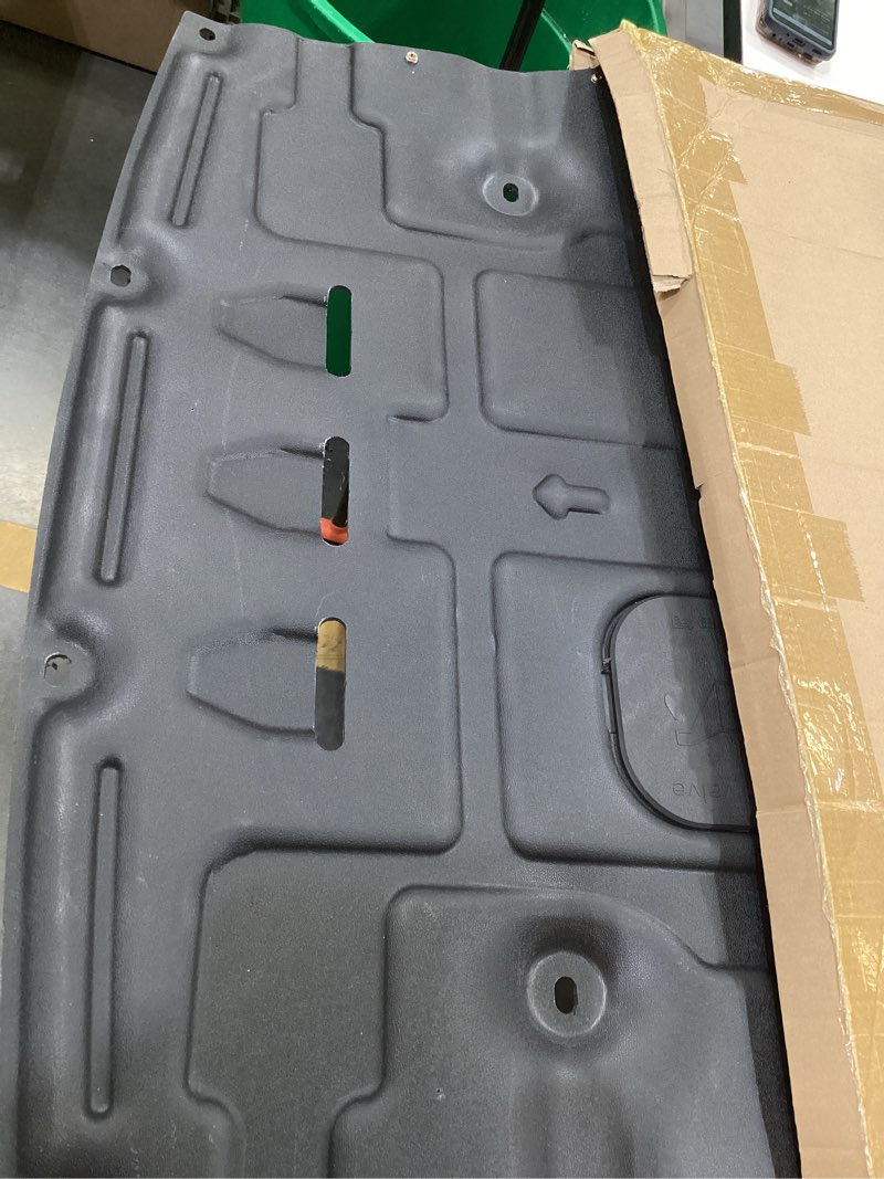 Condition photo showing As Is for engine splash shield fit for kia k5 2021 2022 2023 2024 2025 engine case guard under engine cover compatible with k5 2021-2024 front engine guard mud flaps including screw hardware black