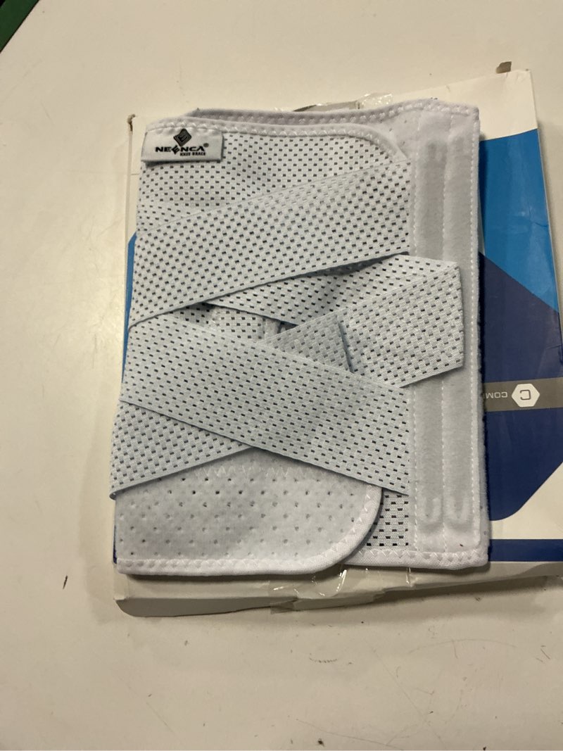 Condition photo showing Good Condition for neenca knee brace for knee pain, compression knee support with air mesh fabric, adjustable knee wrap with side stabilizers, ultra-soft bandage for sports, running, meniscus tear, acl, arthritis relief x-large white