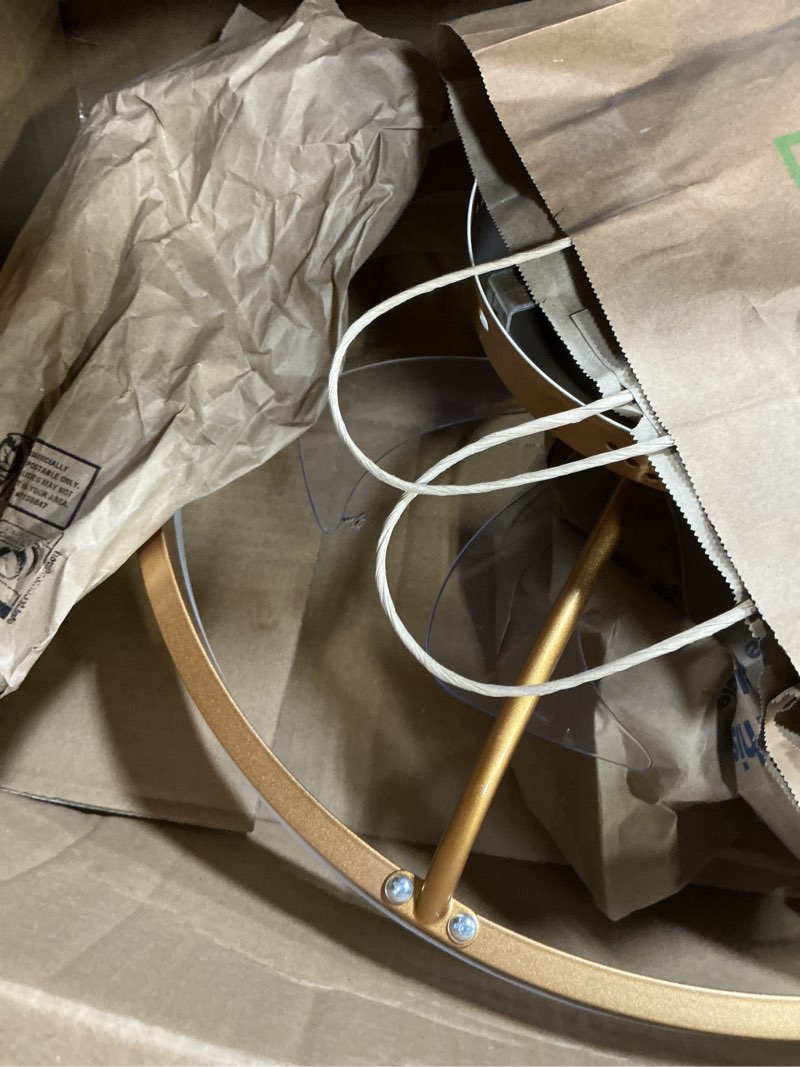 Condition photo showing As Is for STERREN Modern Gold Ceiling Fans with Lights,20" Dimmable Flush Mount Low Profile Ceiling Fans with Remote Control,Indoor Smart Ceiling Fan with Light for Bedroom Gold 19.7 inch