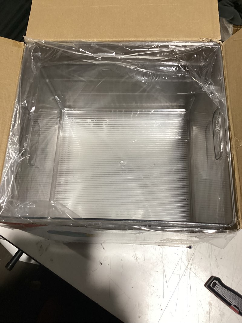 Condition photo showing Good Condition for ClearSpace Clear Plastic Storage Bins – XL 4 Pack Perfect for Kitchen,Fridge, Pantry Organization, Cabinet Organizers