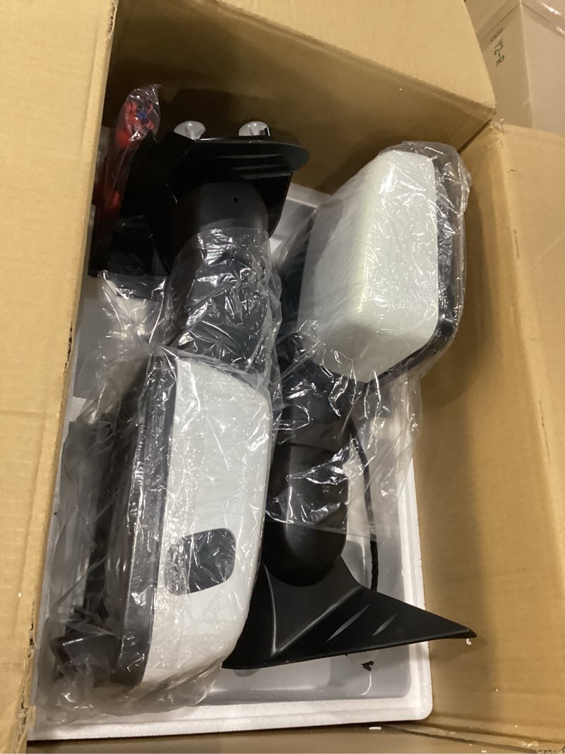 Condition photo showing New/Like New for 2pcs chrome towing mirrors power heated led compatible for 2007-2013 chevy silverado suburban tahoe compatible for gmc sierra 1500 2500 3500 hd yukon xl w/spot light, clearance lamp
