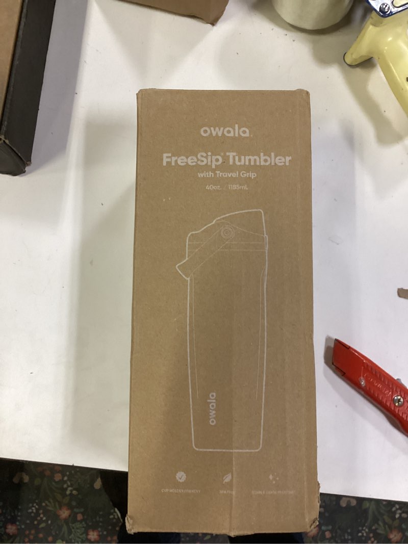Condition photo showing New/Like New for Owala FreeSip Sway Insulated Stainless Steel Water Bottle with Two-Way Spout, Built-In Straw and Bucket Handle, Made for Travel, School, and Sports, 40oz, BPA Free, Leak Proof, Daybreak Daybreak 40 Ounces