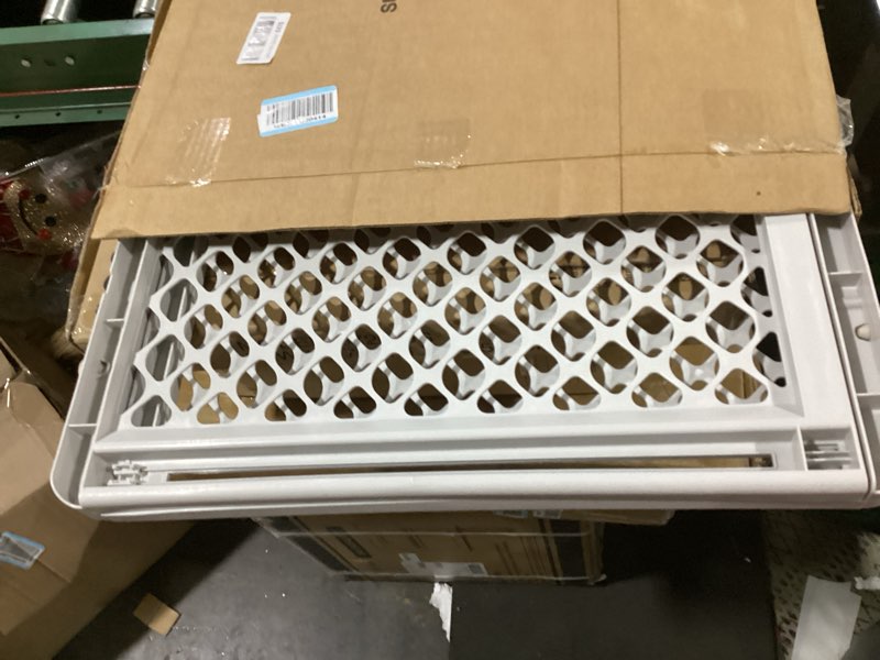 Condition photo showing Good Condition for mypet universal pet gate: 26” - 42” wide dog gate for doorways with pressure fit or swinging door hardware mounting types included: 26" tall; gray