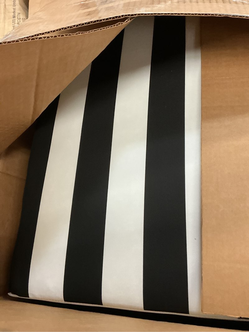 Condition photo showing Good Condition for arden outdoor deep seat cushion set  24 x 24  water repellant  fade resistant  deep seat bottom and back cushion for chair  sofa  and couch  black cabana stripe