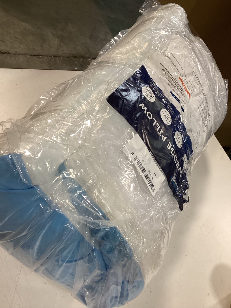 Condition photo showing Good Condition for wedge pillow for sleeping, 12" bed wedge after surgery, back pain relief, memory foam pillow triangle incline wedge for back support, leg elevation white-blue triangle wedge 24 x 24 x 12 inch